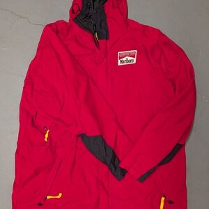 Marlboro Red Raincoat with Black Accents